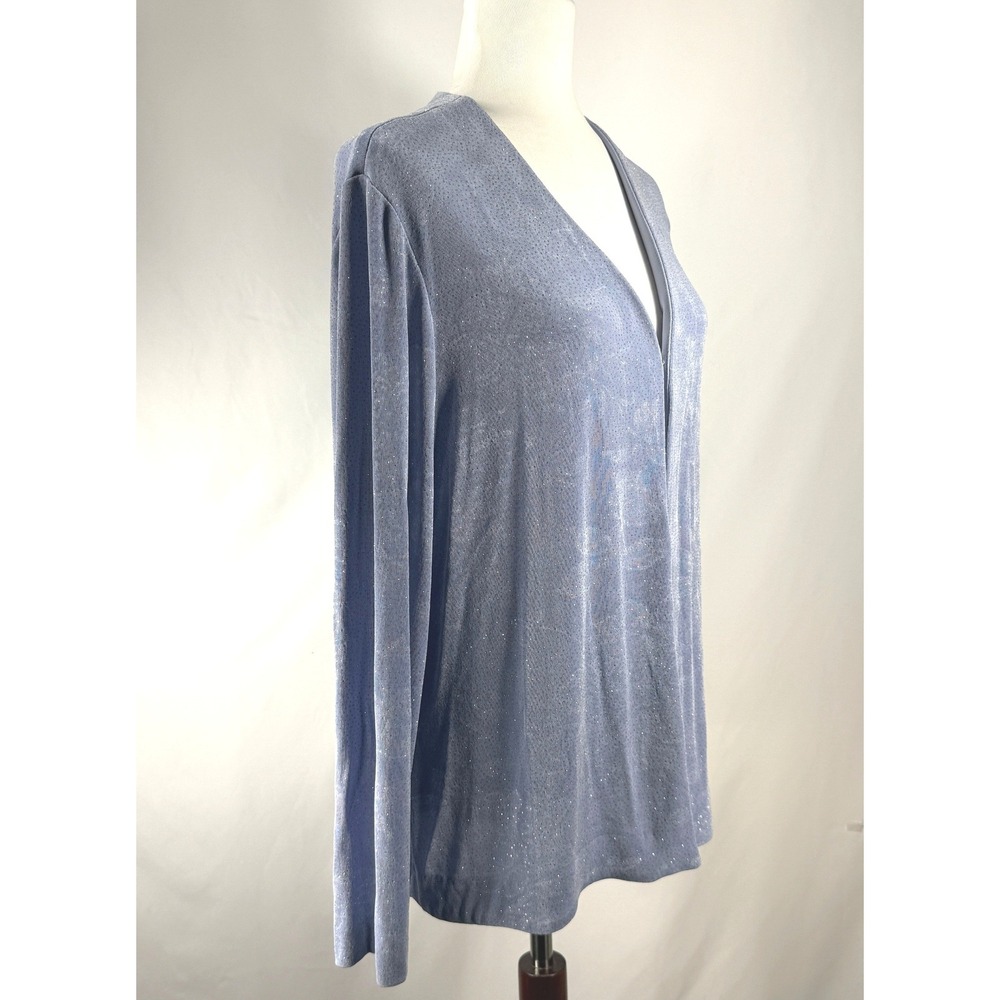 En Francais Cardigan Womens Size 16 Blue Shimmer Open Front Evening Glam Party